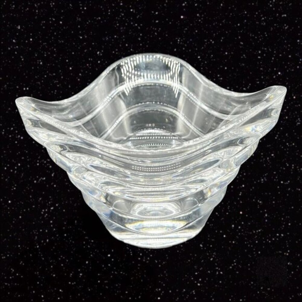 Tipperary Clear Crystal Candle Holder Clear Bowl Dish Marked‎ 5”W 3”T
